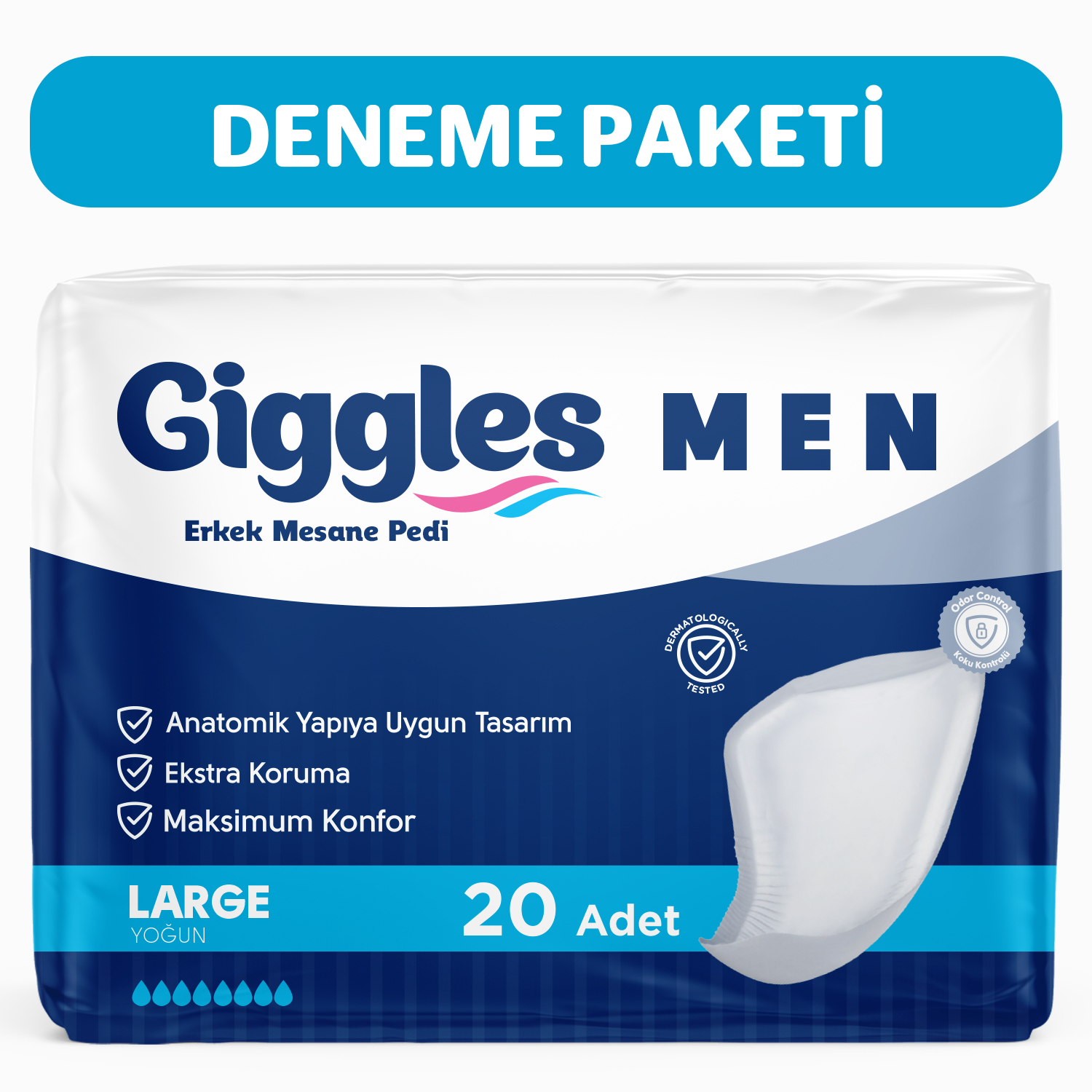 Giggles Yetişkin Erkek Mesane Pedi - Large  Beden - 1 Paket 20 Adet